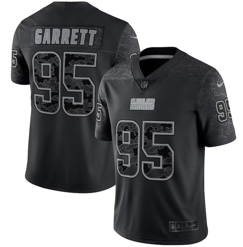 Men Cleveland Browns #95 Myles Garrett Nike Black RFLCTV Limited Jersey->customized mlb jersey->Custom Jersey